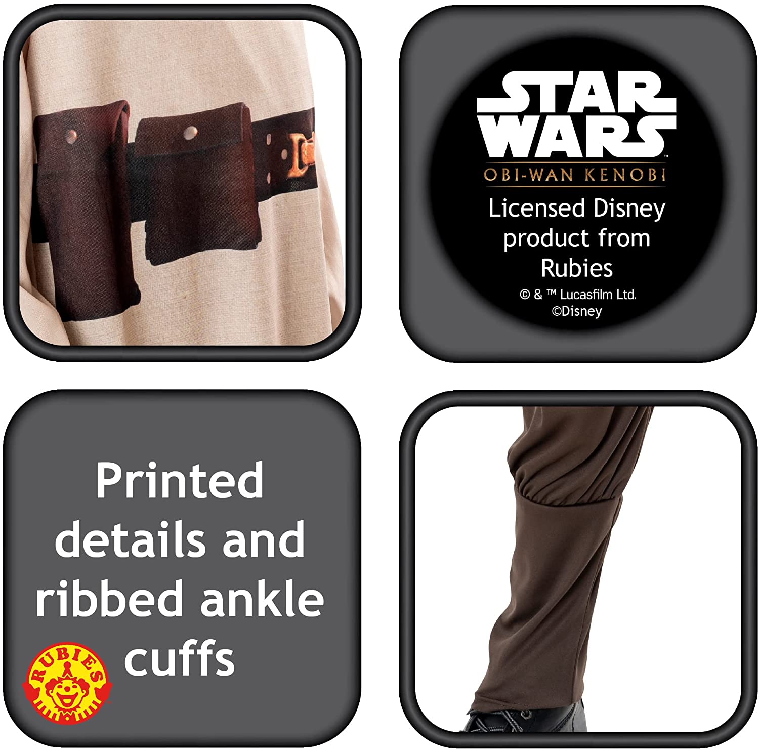 Rubies Official Star Wars Obi Wan Kenobi Series - Obi Wan Kenobi Classic Child Costume, Kids Fancy Dress