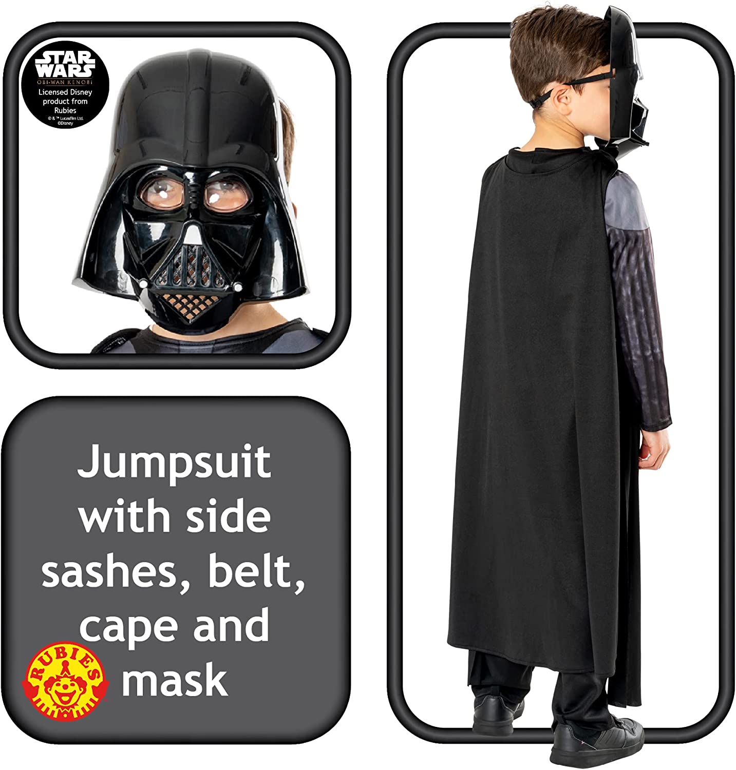 Rubies Official Star Wars Obi Wan Kenobi Series - Darth Vader Classic Deluxe Costume, Kids Fancy Dress