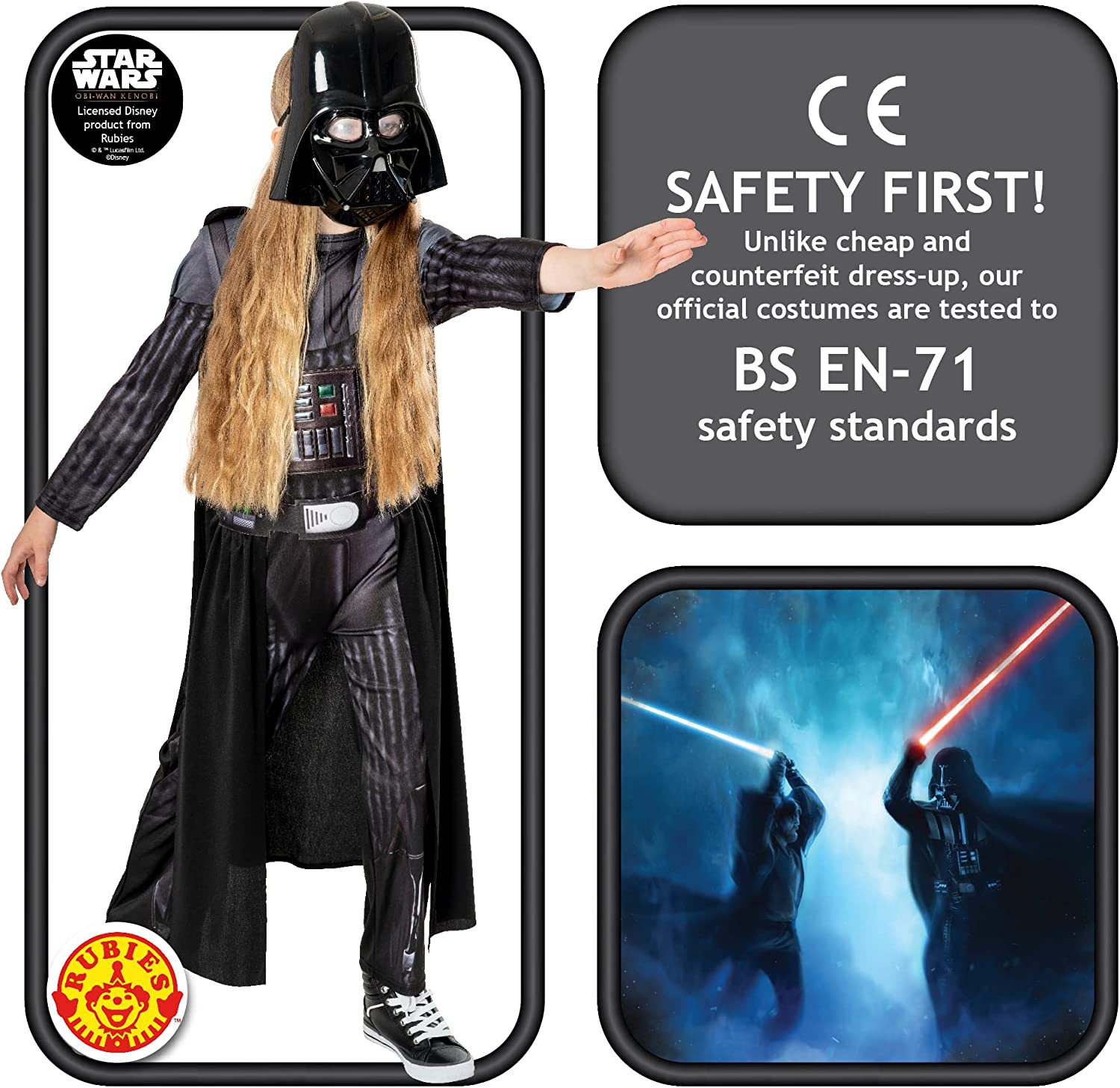 Rubies Official Star Wars Obi Wan Kenobi Series - Darth Vader Classic Deluxe Costume, Kids Fancy Dress