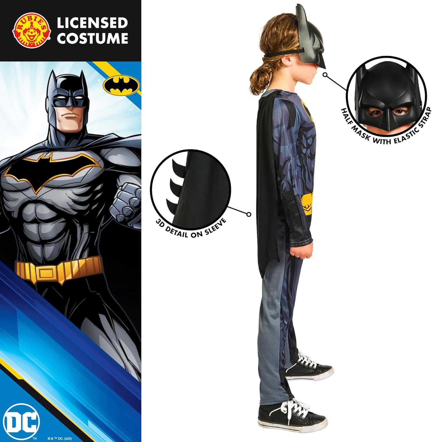 Rubies Official DC Batman Childs Costume, Kids Superhero Fancy Dress Halloween