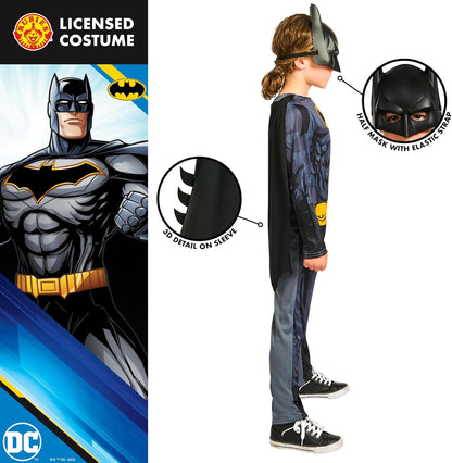 Rubies Official DC Batman Childs Costume, Kids Superhero Fancy Dress Halloween