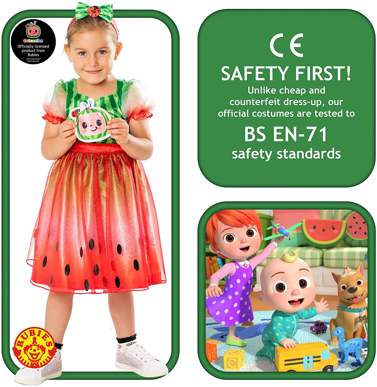 Rubie's Official Moonbug Entertainment, CoComelon Girls Dress, Child Fancy Dress