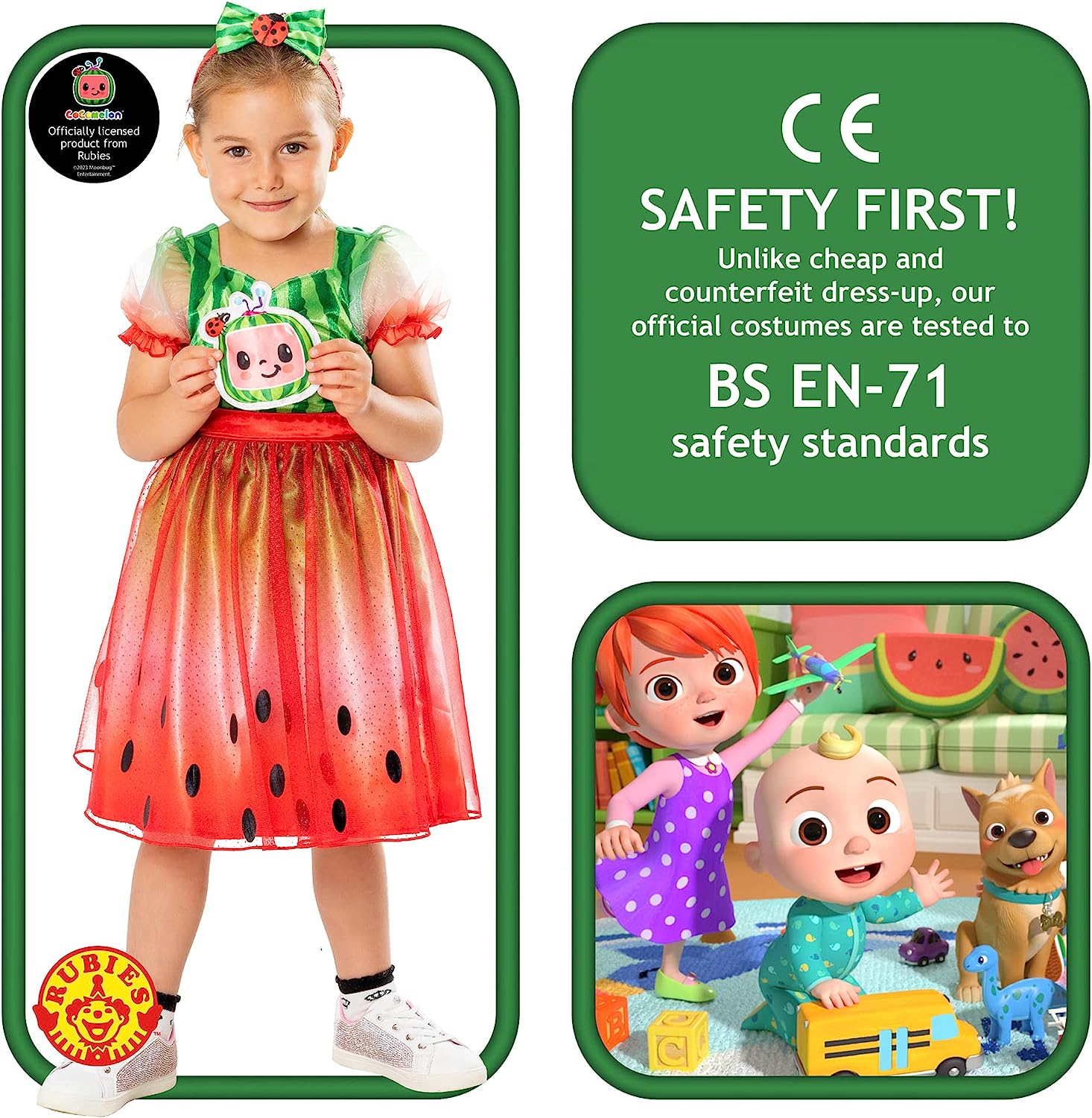 Rubie's Official Moonbug Entertainment, CoComelon Girls Dress, Child Fancy Dress