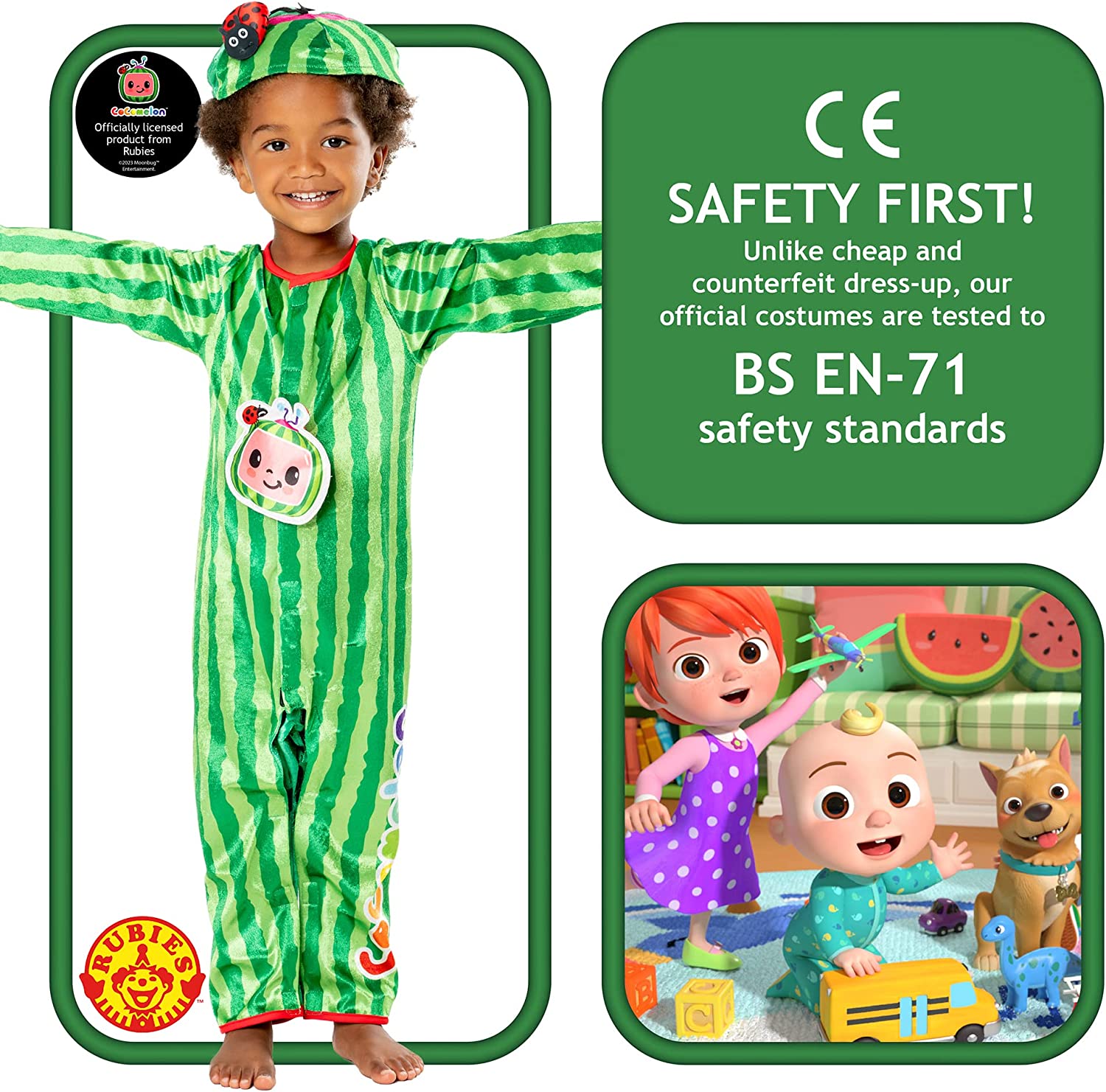 Rubie's Official Moonbug Entertainment, CoComelon Romper Child Costume, Kids Fancy Dress
