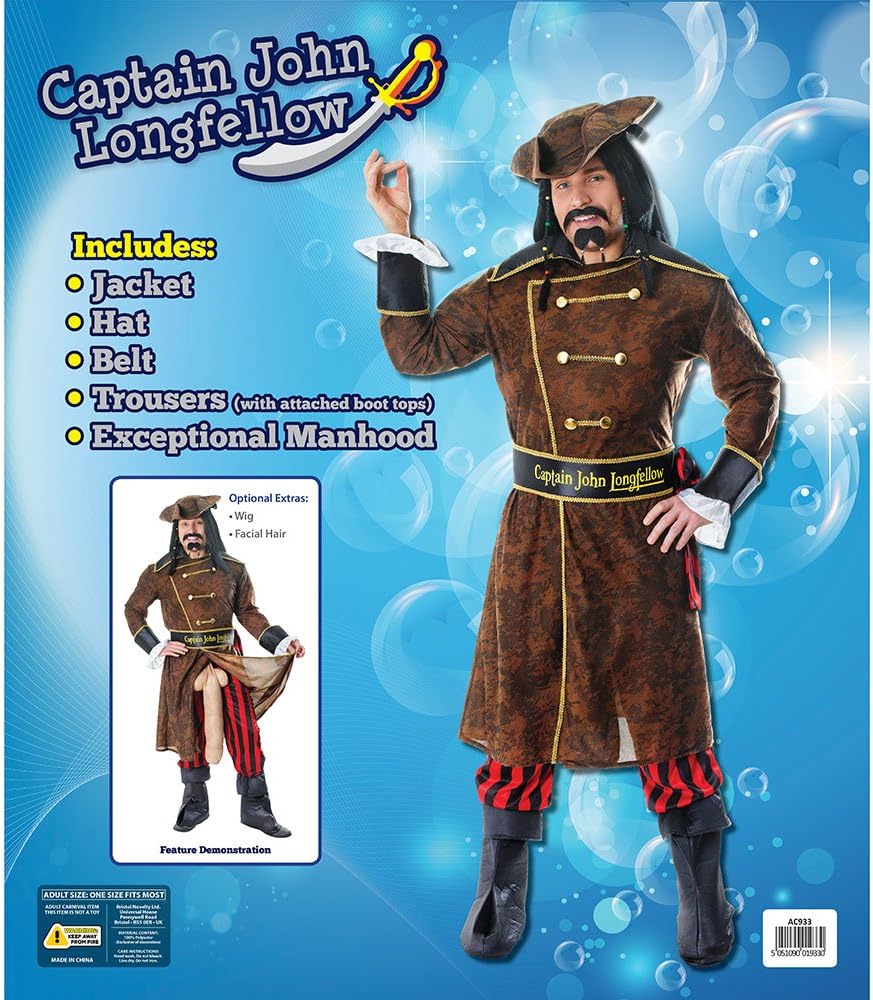 Bristol Novelty AC933 Kapitän John Longfellow Kostüm (Medium