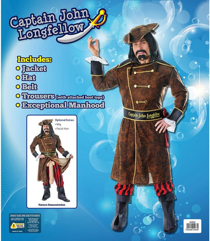 Bristol Novelty AC933 Kapitän John Longfellow Kostüm (Medium
