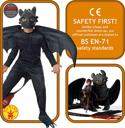 Rubie's Official DreamWorks How To Train Your Dragon 2 Toothless Night Fury Child Costume, Kids Fancy Dress