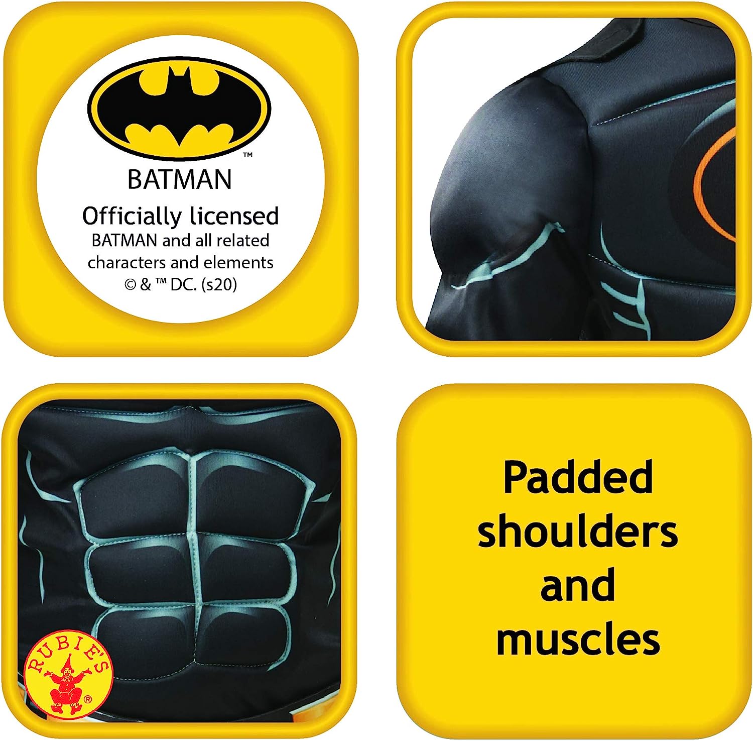 Rubie's Official Batman Black Deluxe Child's Costume, Superhero Fancy Dress