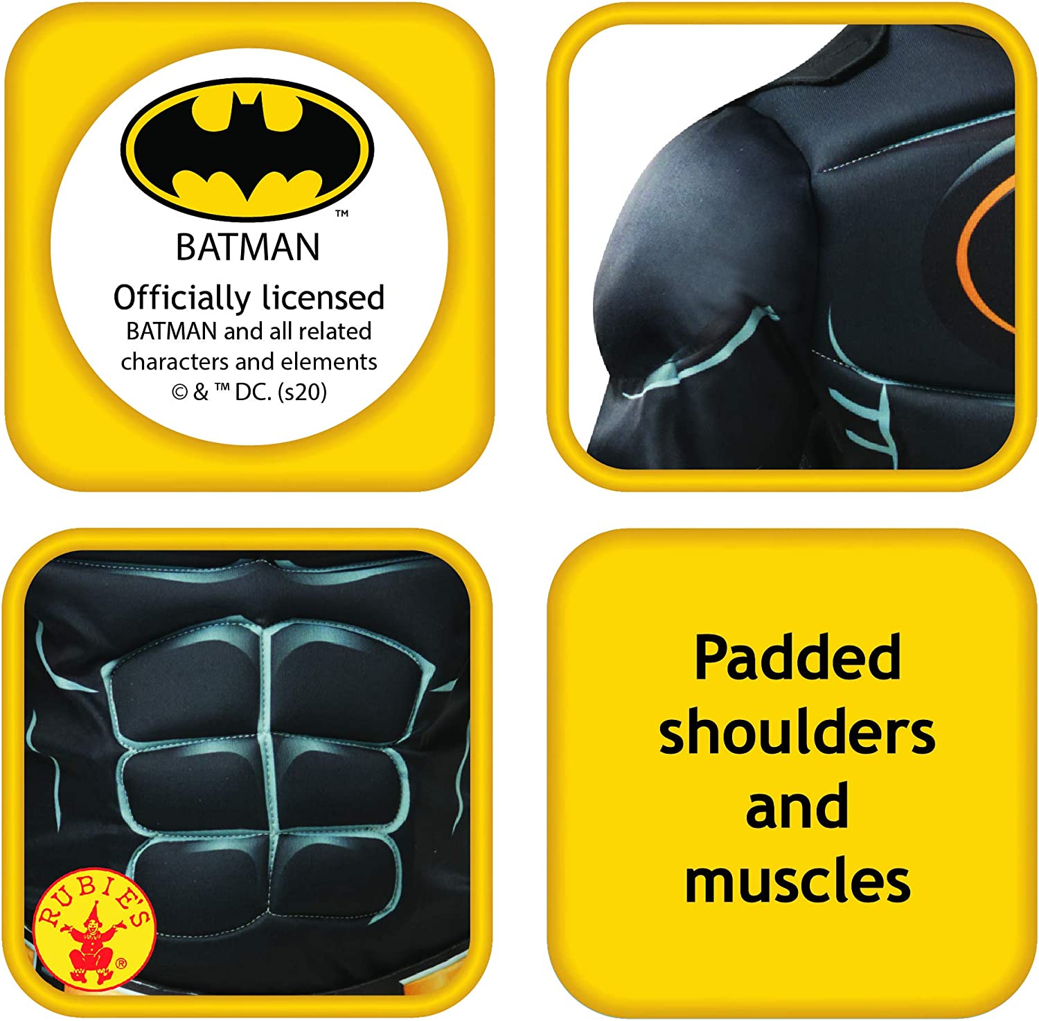 Rubie's Official Batman Black Deluxe Child's Costume, Superhero Fancy Dress