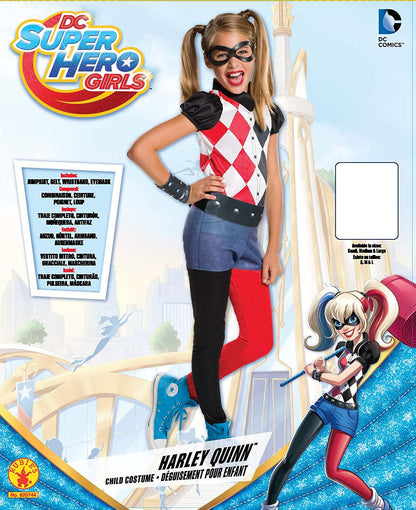 Rubie's Official DC Super Hero Girl's Harley Quinn Costume, Kids Super Villain Fancy Dress