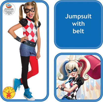 Rubie's Official DC Super Hero Girl's Harley Quinn Costume, Kids Super Villain Fancy Dress