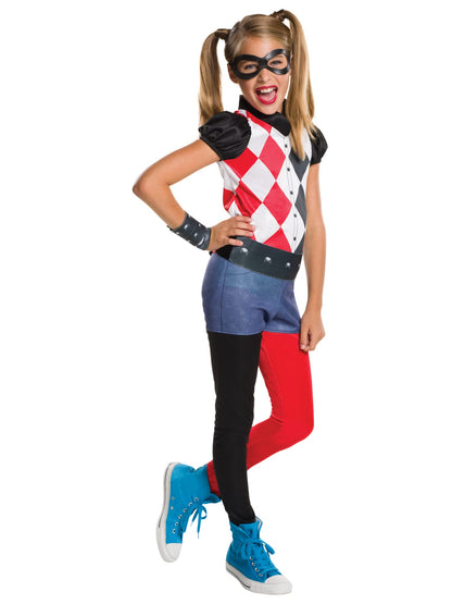 Rubie's Official DC Super Hero Girl's Harley Quinn Costume, Kids Super Villain Fancy Dress
