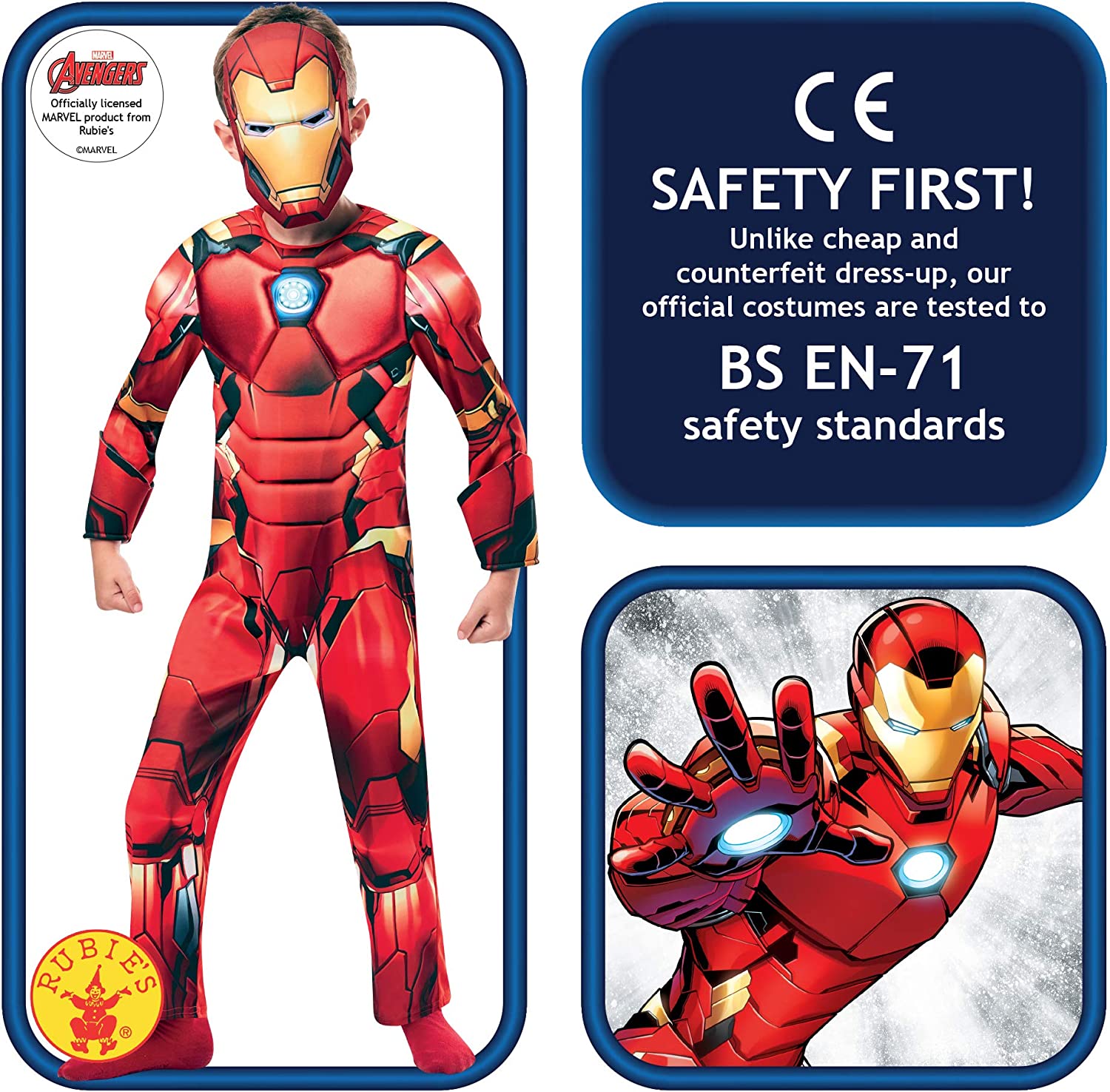 Rubie’s Costume Iron Man Deluxe ufficiale Marvel Avengers Bambini (640830-S