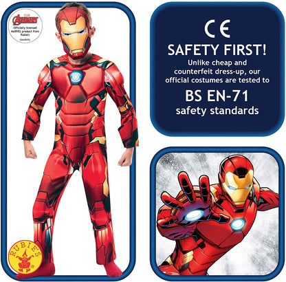 Rubies 640830L Marvel Avengers Iron Man Deluxe Child Costume, Boys, 7-8 Years, Red Halloween