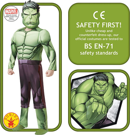 Rubie's Official Marvel Avengers Hulk Deluxe Childs Costume, Kids Superhero Fancy Dress