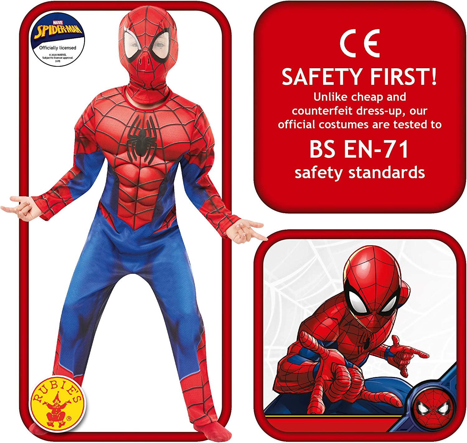 Rubie's Official Marvel Spider-Man Deluxe Childs Costume, Kids Superhero Fancy Dress