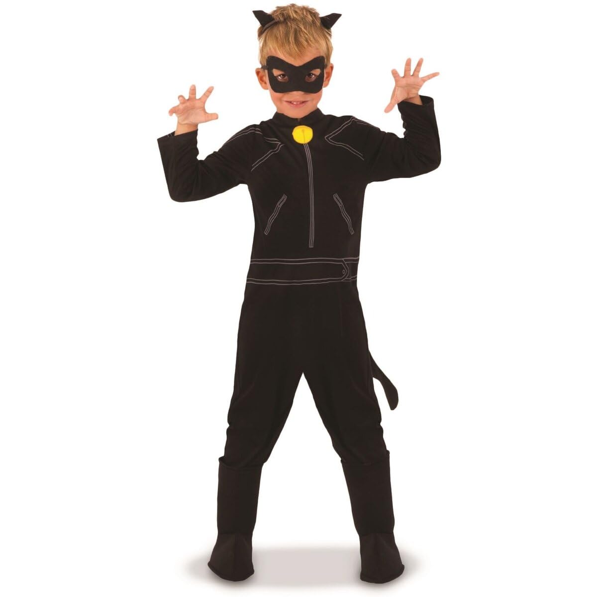 RUBIE'S Déguisement MIRACULOUS Officiel Chat Noir pour Enfants -Taille 3 à 10 ans. Costume Classique Complet avec Accessoires - Pour Carnaval, Halloween, Anniversaire