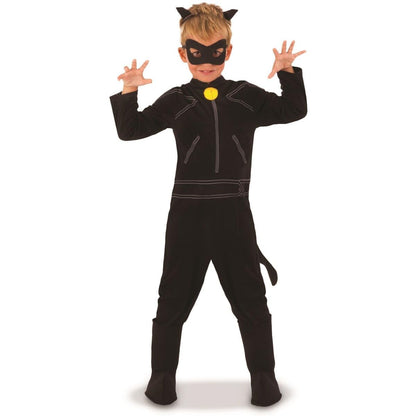 RUBIE'S Déguisement MIRACULOUS Officiel Chat Noir pour Enfants -Taille 3 à 10 ans. Costume Classique Complet avec Accessoires - Pour Carnaval, Halloween, Anniversaire