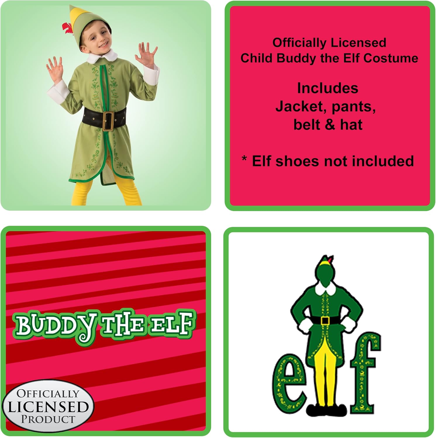 Buddy the Elf Fancy Dress Costume for Kids