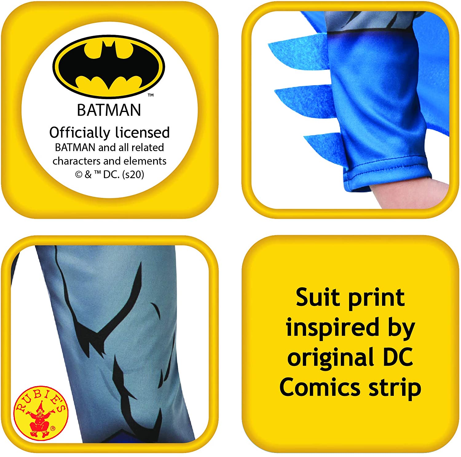 Rubie's Official Batman Comic Child's Classic Costume, Superhero Fancy Dress
