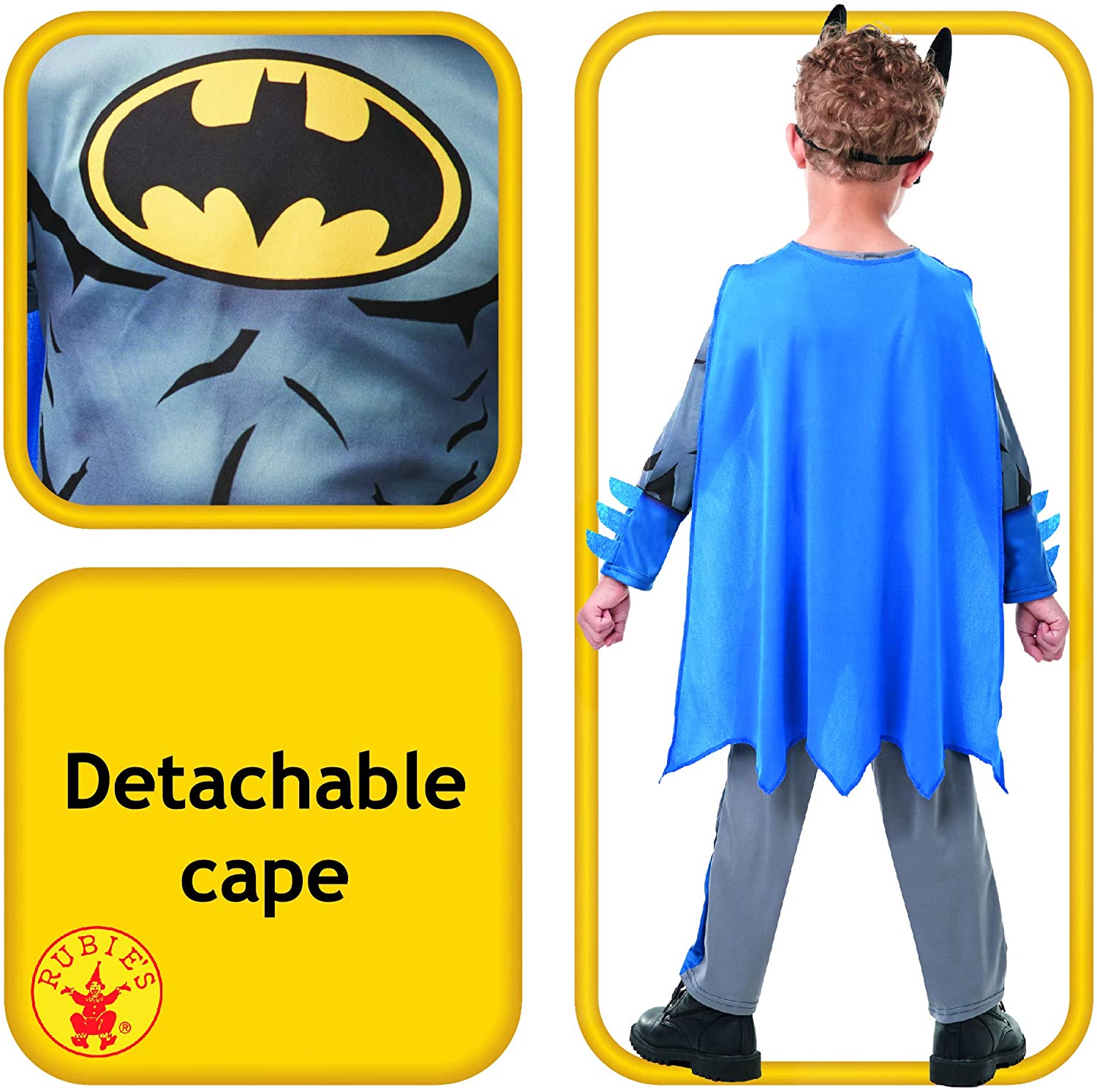 Rubie's Official Batman Comic Child's Classic Costume, Superhero Fancy Dress