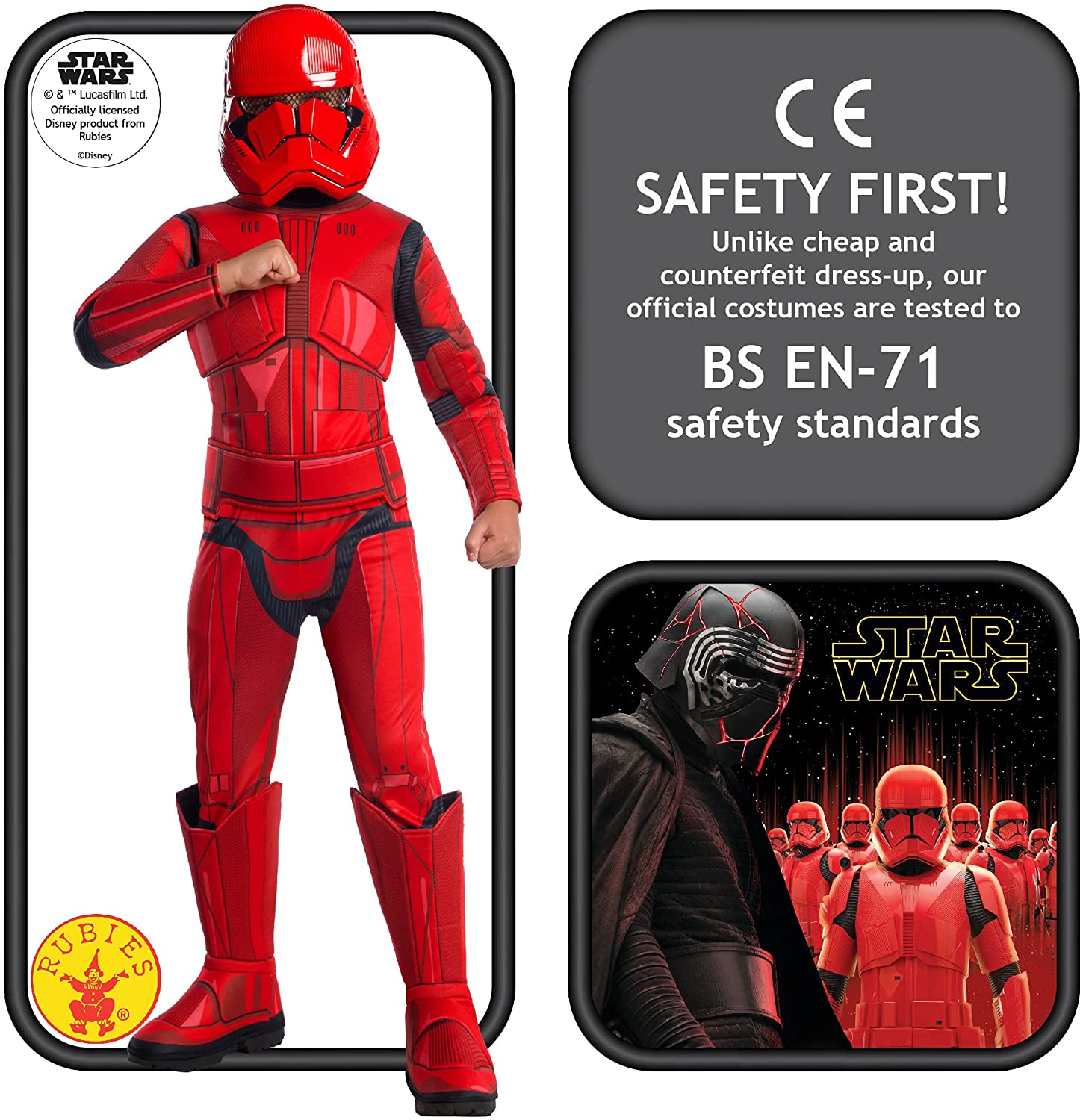 Rubie's Official Disney Star Wars Ep 9 Red Stormtrooper Deluxe Child Costume, Kids Fancy Dress