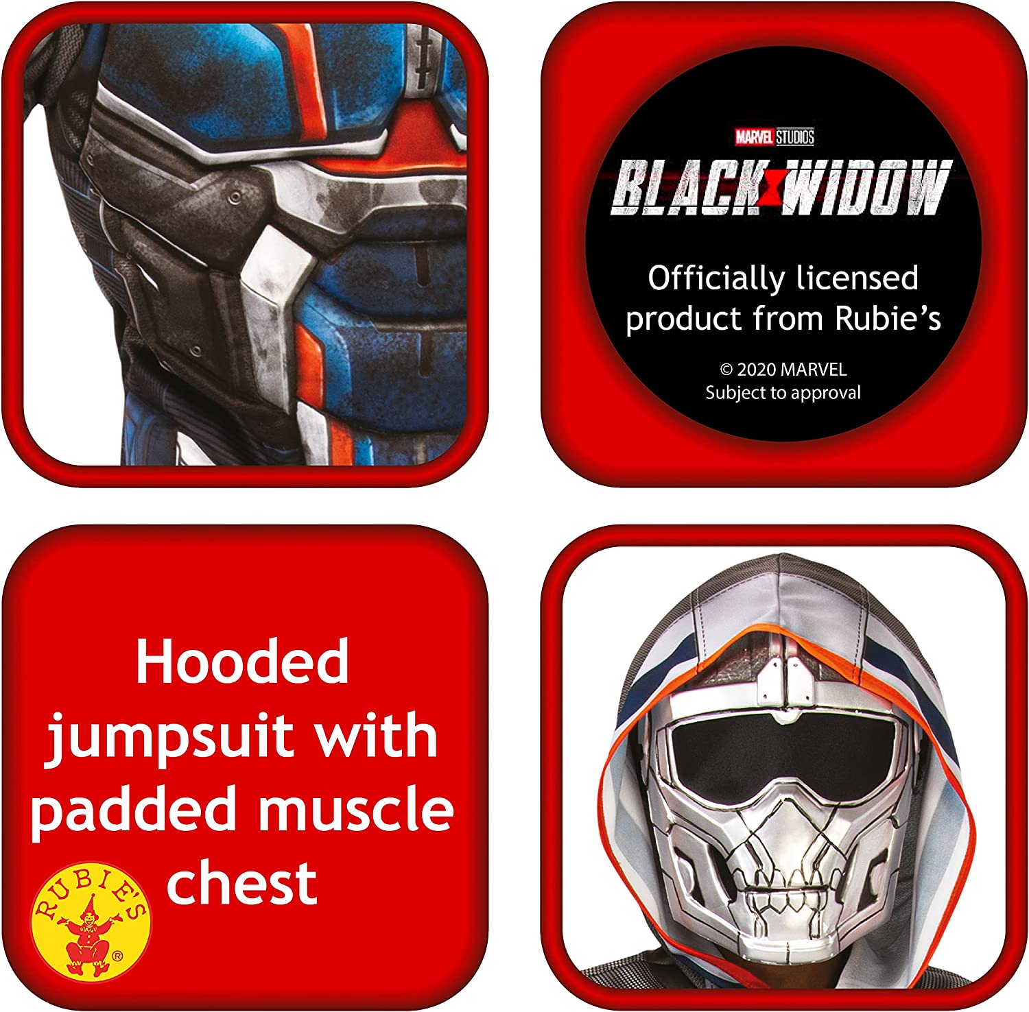 Rubies Official Marvel Black Widow Movie, Deluxe Taskmaster Kids Costume, Villain Fancy Dress