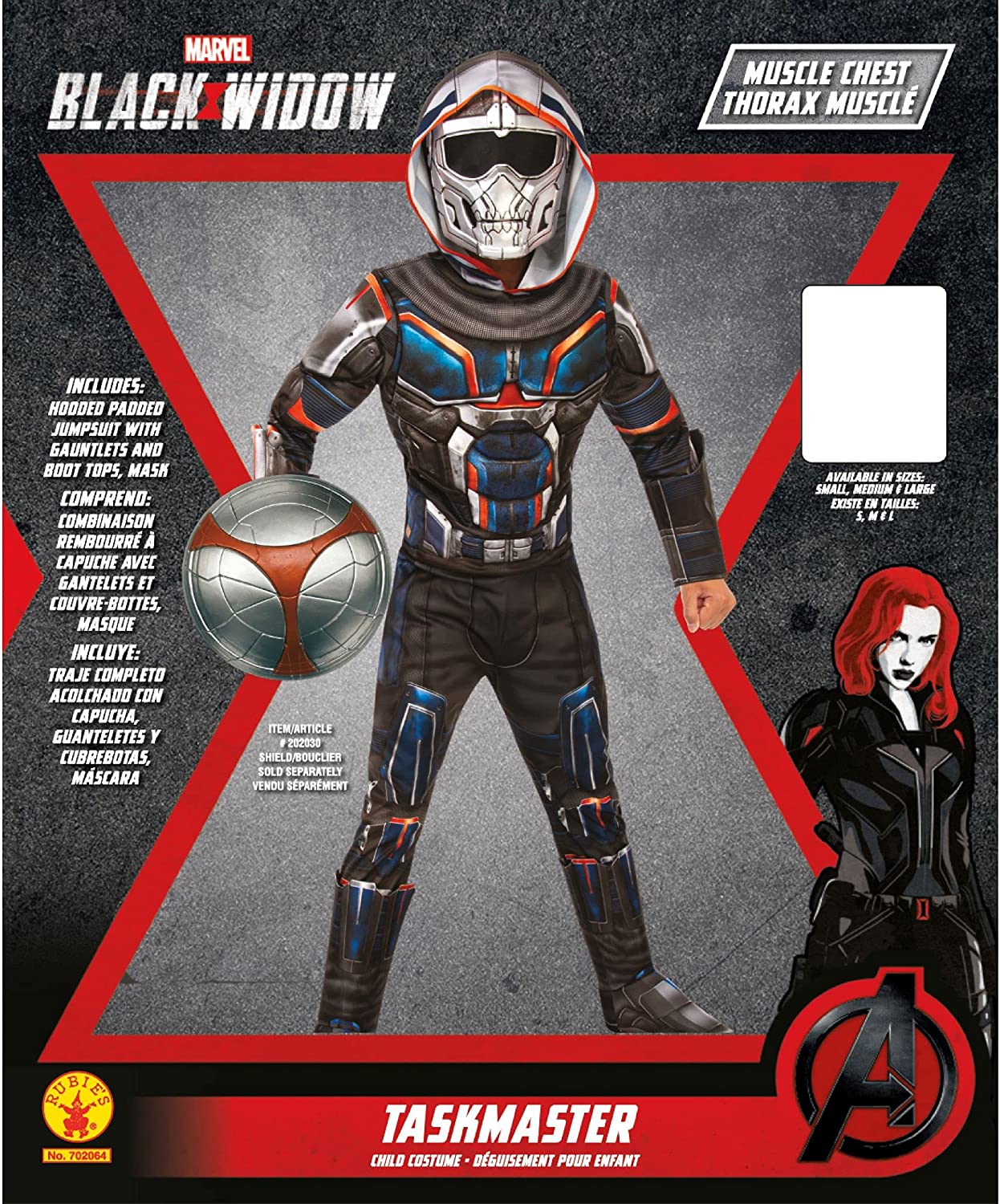 Rubies Official Marvel Black Widow Movie, Deluxe Taskmaster Kids Costume, Villain Fancy Dress