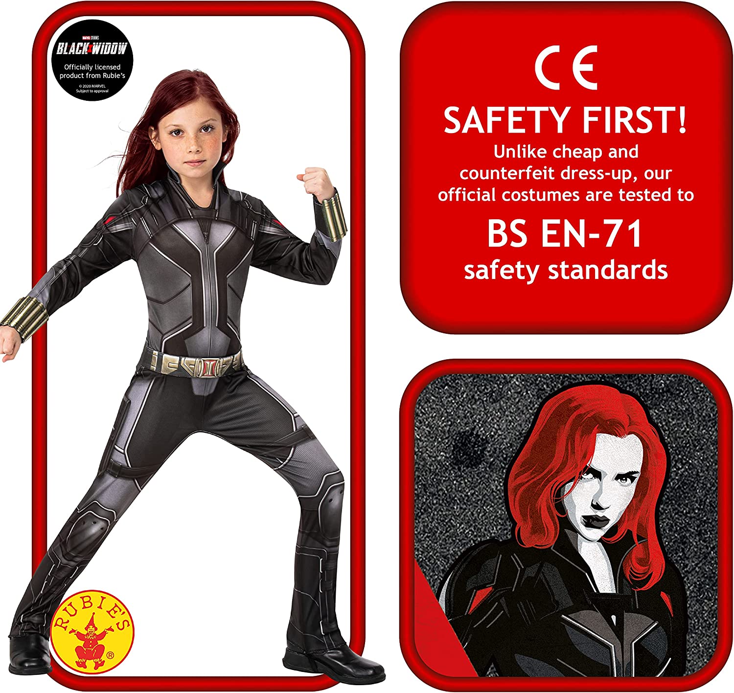 Rubies Official Marvel Black Widow Movie Classic Costume, Childs Superhero Kids Fancy Dress Halloween