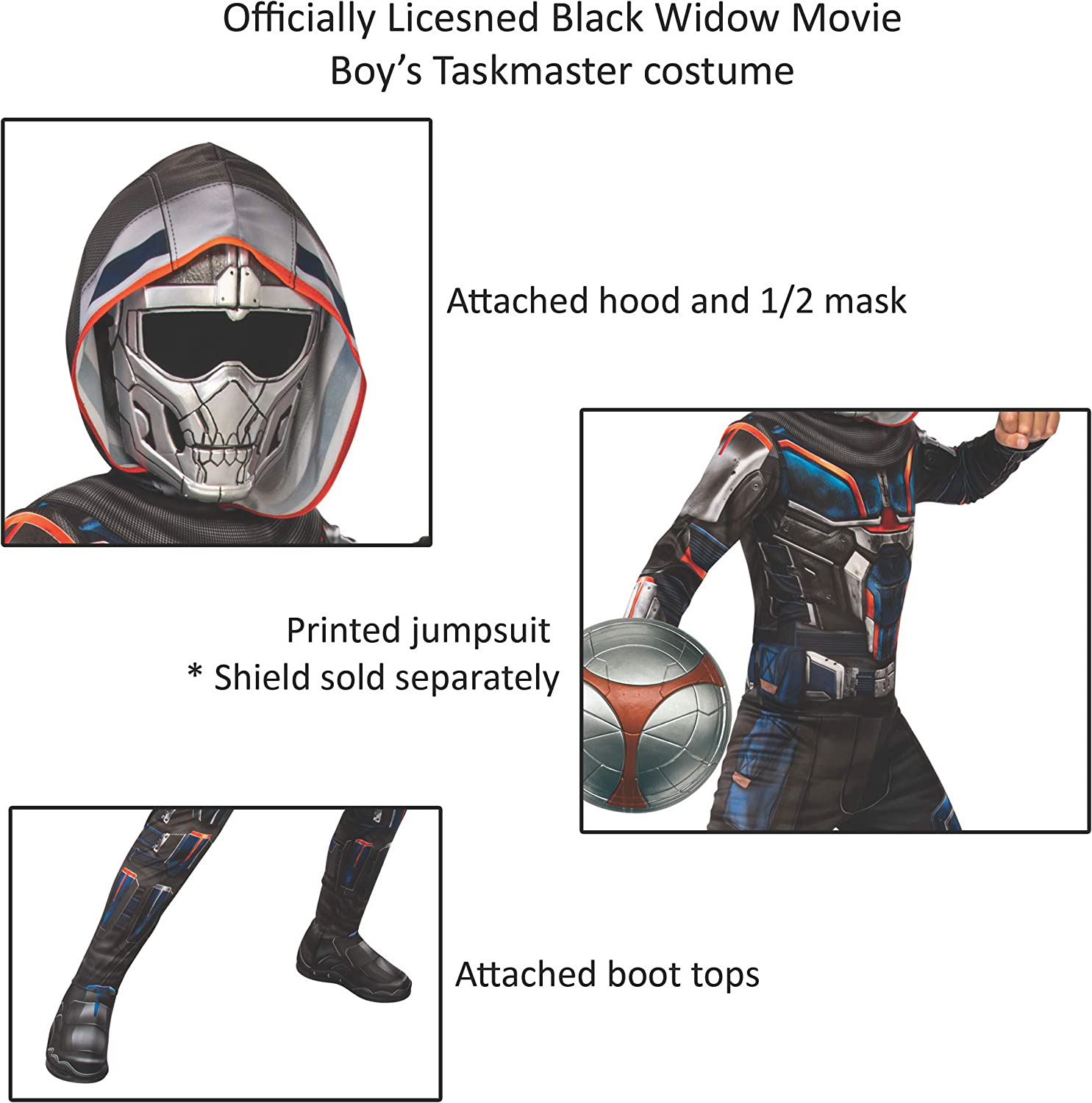 Rubies Official Marvel Black Widow Movie, Classic Taskmaster Kids Costume, Villain Fancy Dress