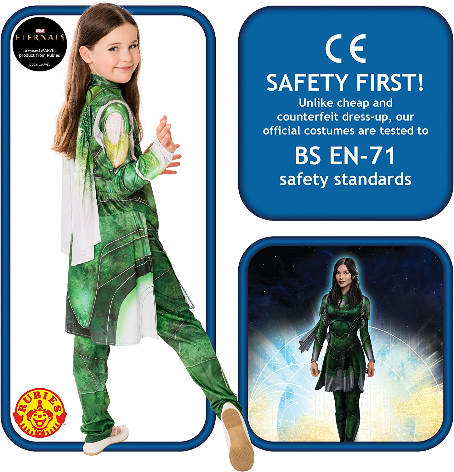 Rubies Official Disney Marvel Eternals Sersi Deluxe Child Costume, Kids Fancy Dress