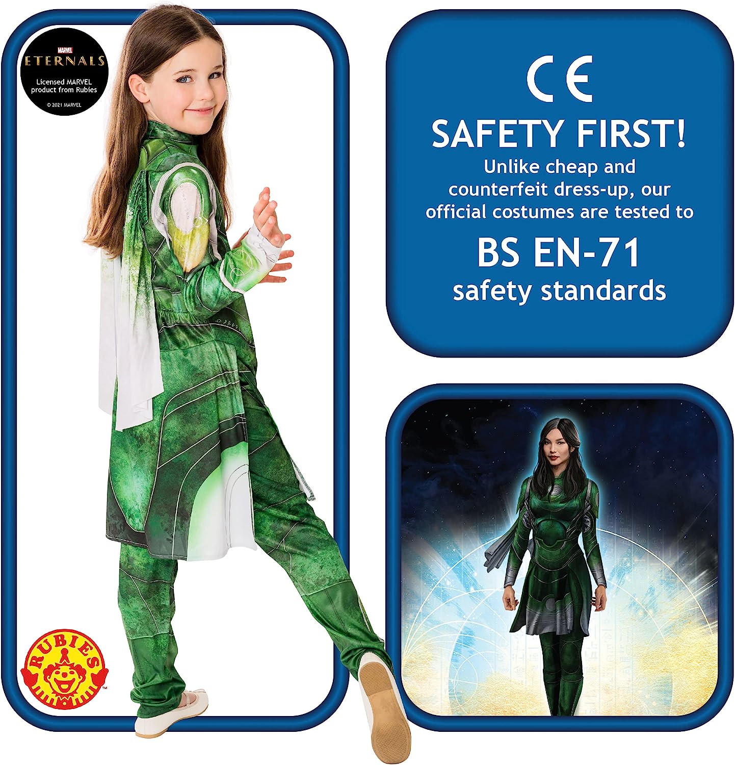 Rubies Official Disney Marvel Eternals Sersi Deluxe Child Costume, Kids Fancy Dress