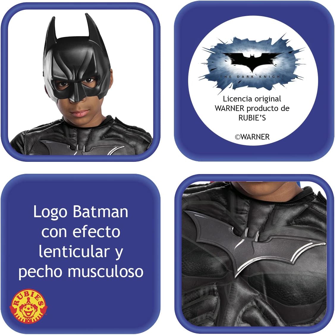 Rubie's Official DC Batman The Dark Knight Child's Costume, Superhero Fancy Dress Halloween