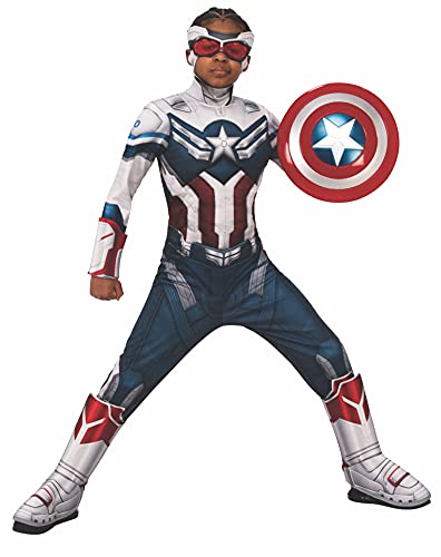 Rubies Official Marvel The Falcon and The Winter Soldier Captain America Deluxe Costume, Kids Superhero Fancy Dress