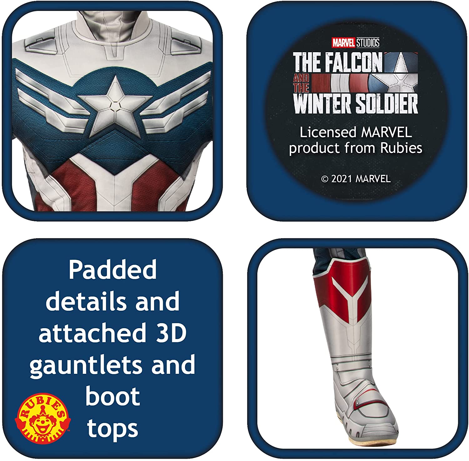 Rubies Official Marvel The Falcon and The Winter Soldier Captain America Deluxe Costume, Kids Superhero Fancy Dress