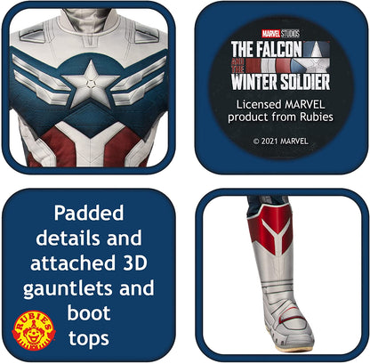 Rubies Official Marvel The Falcon and The Winter Soldier Captain America Deluxe Costume, Kids Superhero Fancy Dress