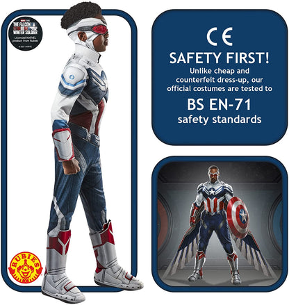 Rubies Official Marvel The Falcon and The Winter Soldier Captain America Deluxe Costume, Kids Superhero Fancy Dress