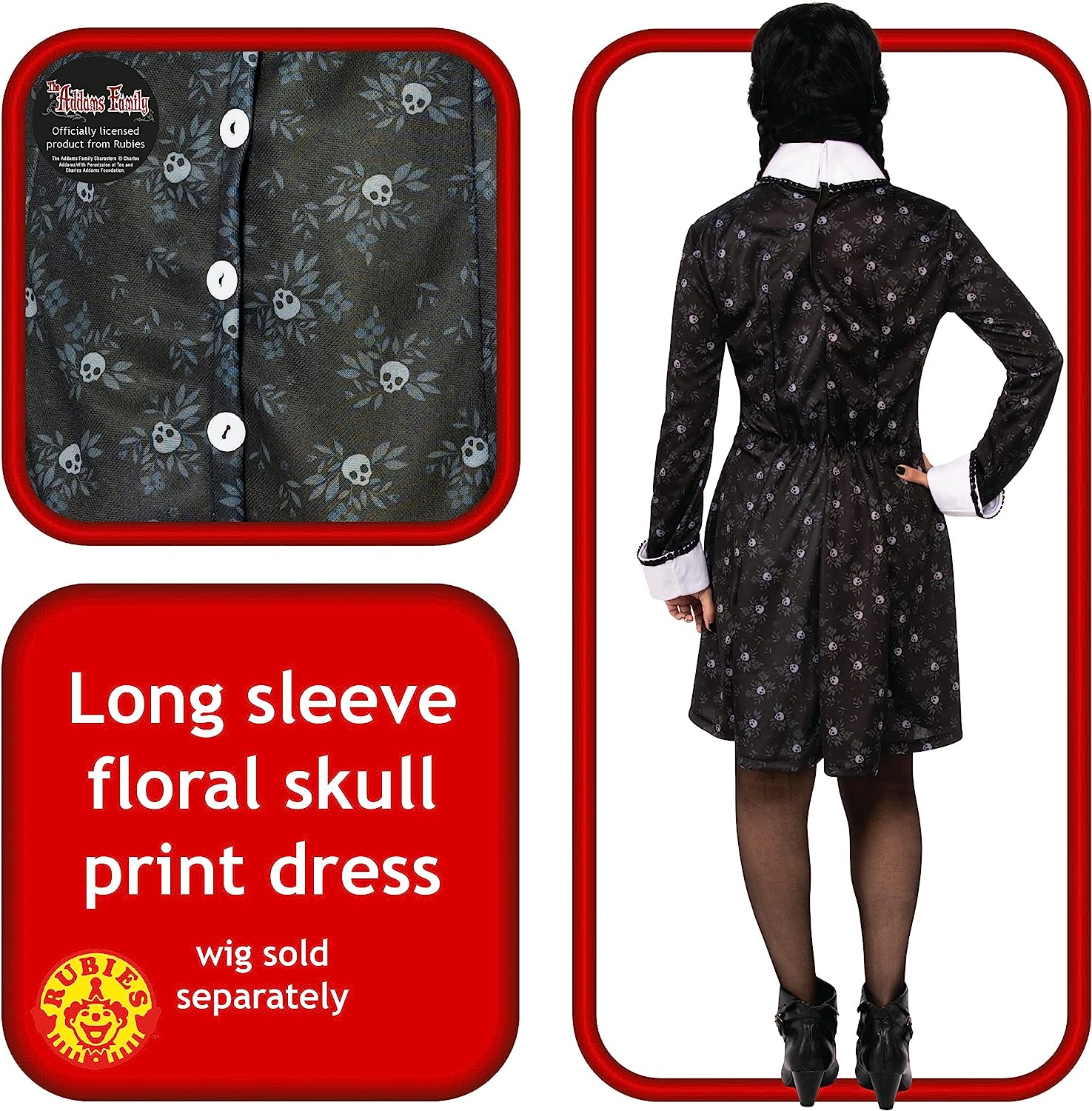 Rubies Official Addams Family Adult Wednesday Ladies Costume, Adult Fancy Dress