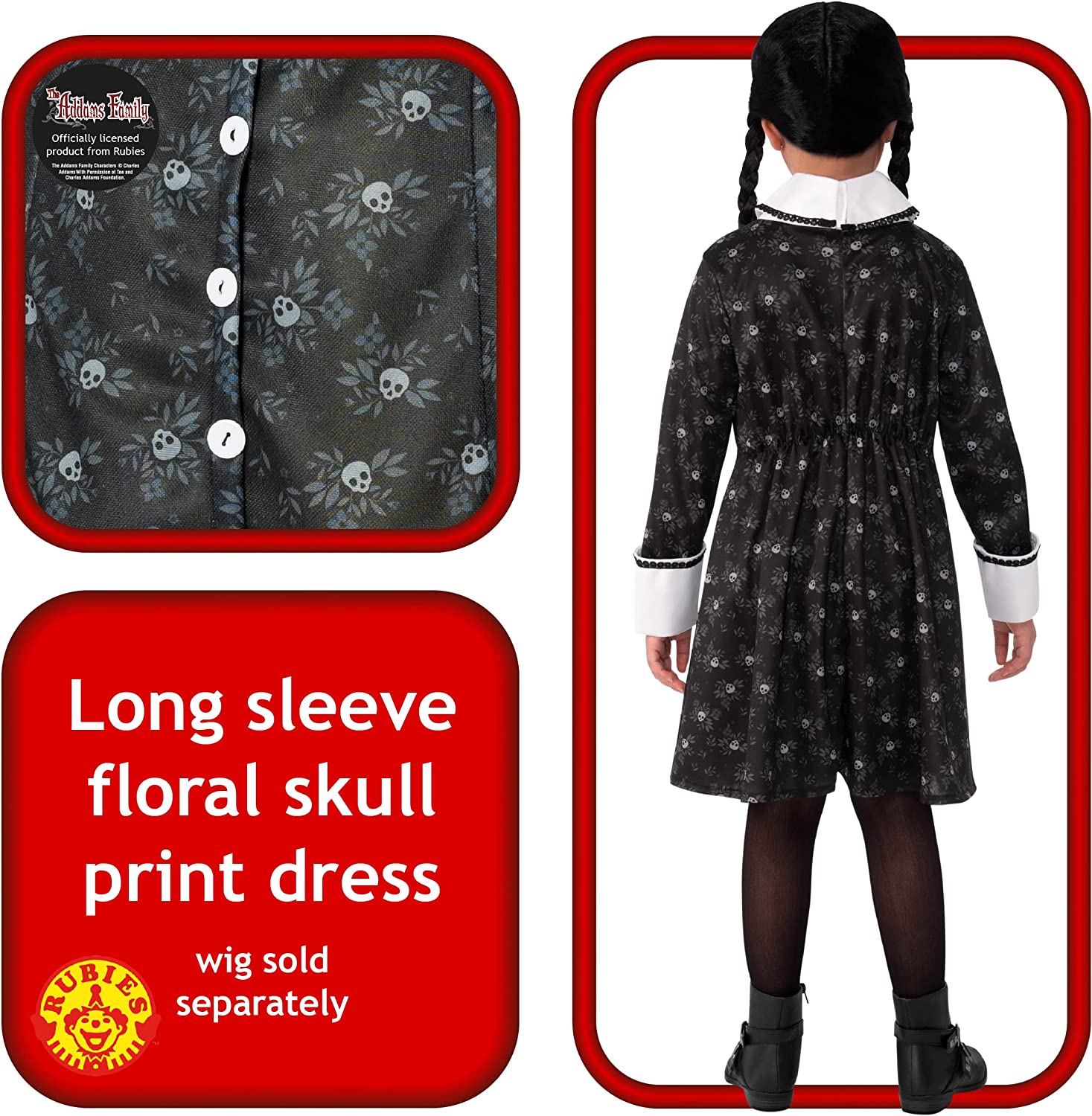 Rubie's Official Addams Family Wednesday Addams Child Costume