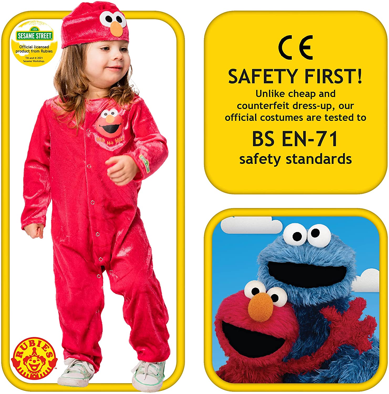 Rubies Official Sesame Street Baby Elmo Costume, Baby Fancy Dress