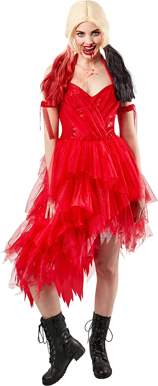 Rubies Official Harley Quinn Ladies Red Dress Halloween Suicide Squad 2 Women’s Villain Costume Halloween
