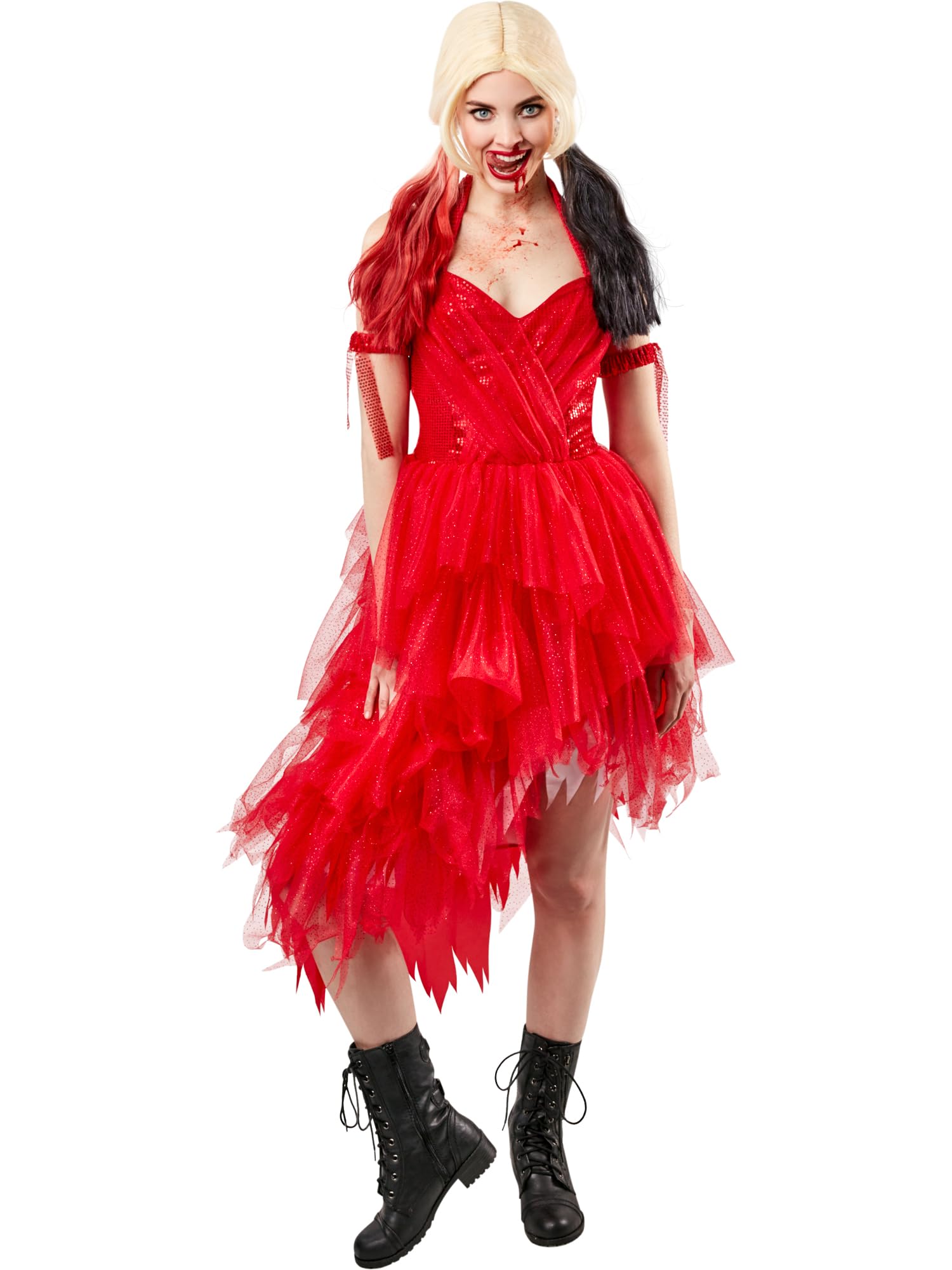 Rubies Official Harley Quinn Ladies Red Dress Halloween Suicide Squad 2 Women’s Villain Costume Halloween