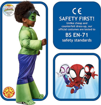 Rubies Official Marvel Spidey and His Amazing Friends Hulk Deluxe Toddler Costume, Kids Superhero Fancy Dress
