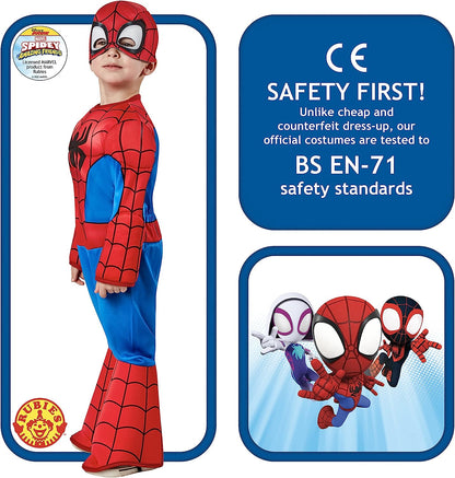 Rubies Official Marvel Spidey and His Amazing Friends Spider-Man Deluxe Toddler Costume, Kids Fancy Dress