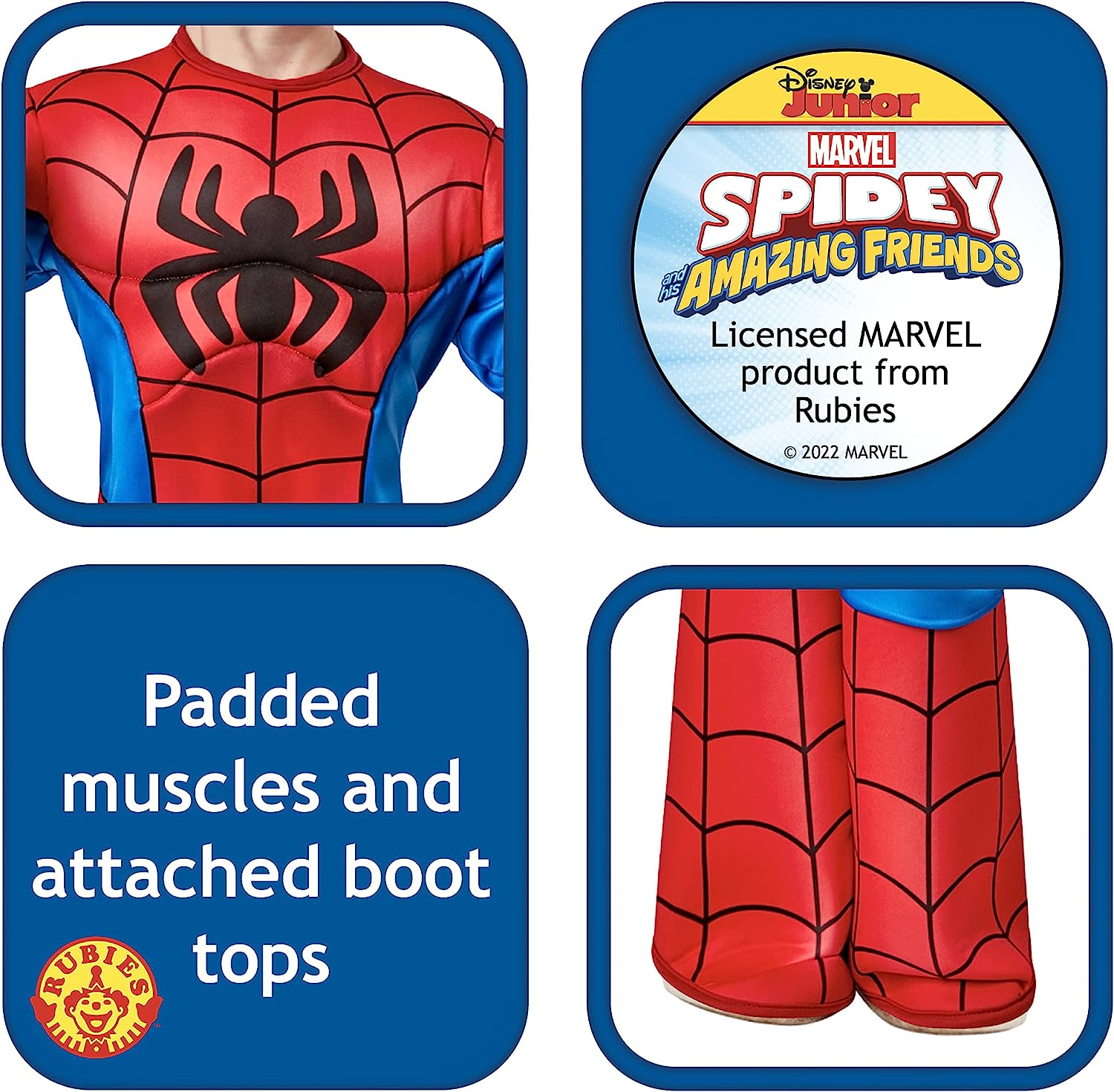 Rubies Official Marvel Spidey and His Amazing Friends Spider-Man Deluxe Toddler Costume, Kids Fancy Dress