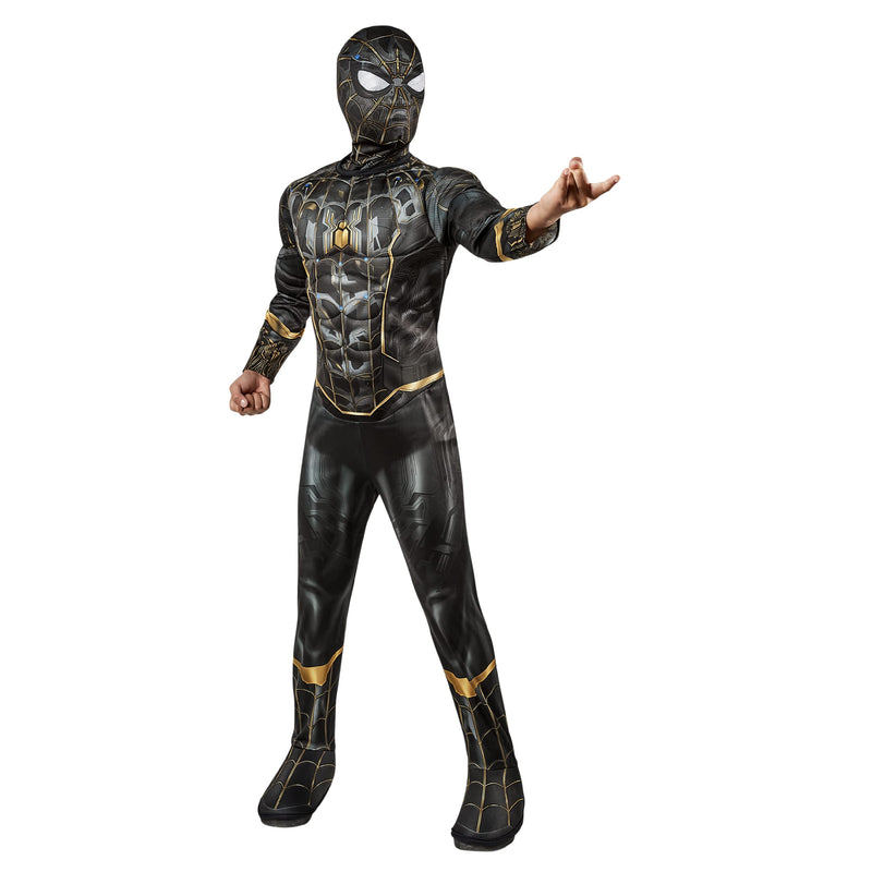 Rubies Official Marvel Spider-Man No Way Home Deluxe Costume for Boys, Black and Gold Suit, Superhero Costume for Kids, Black and Gold, Medium
