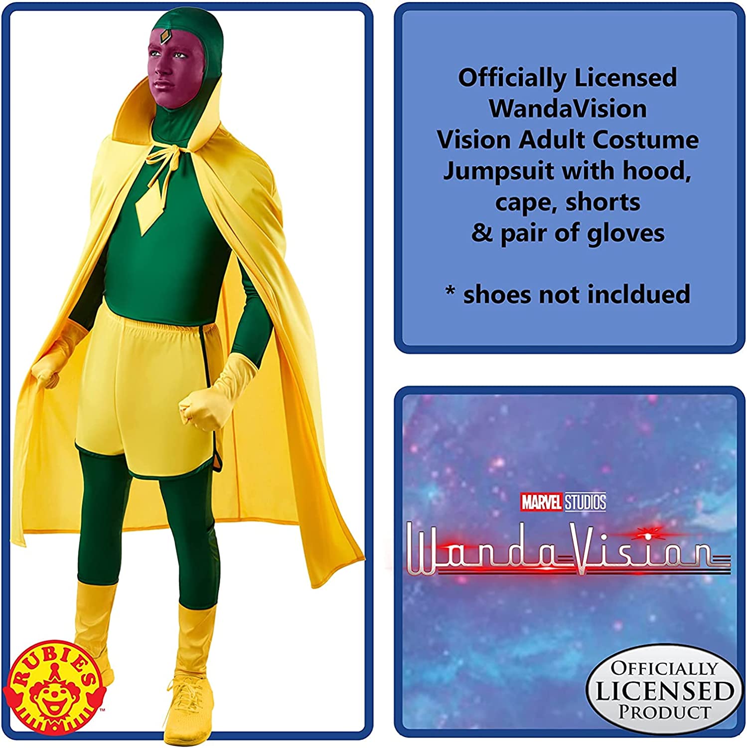 Rubie's Official Disney Marvel Vision Mens Costume, Adult Fancy Dress XL