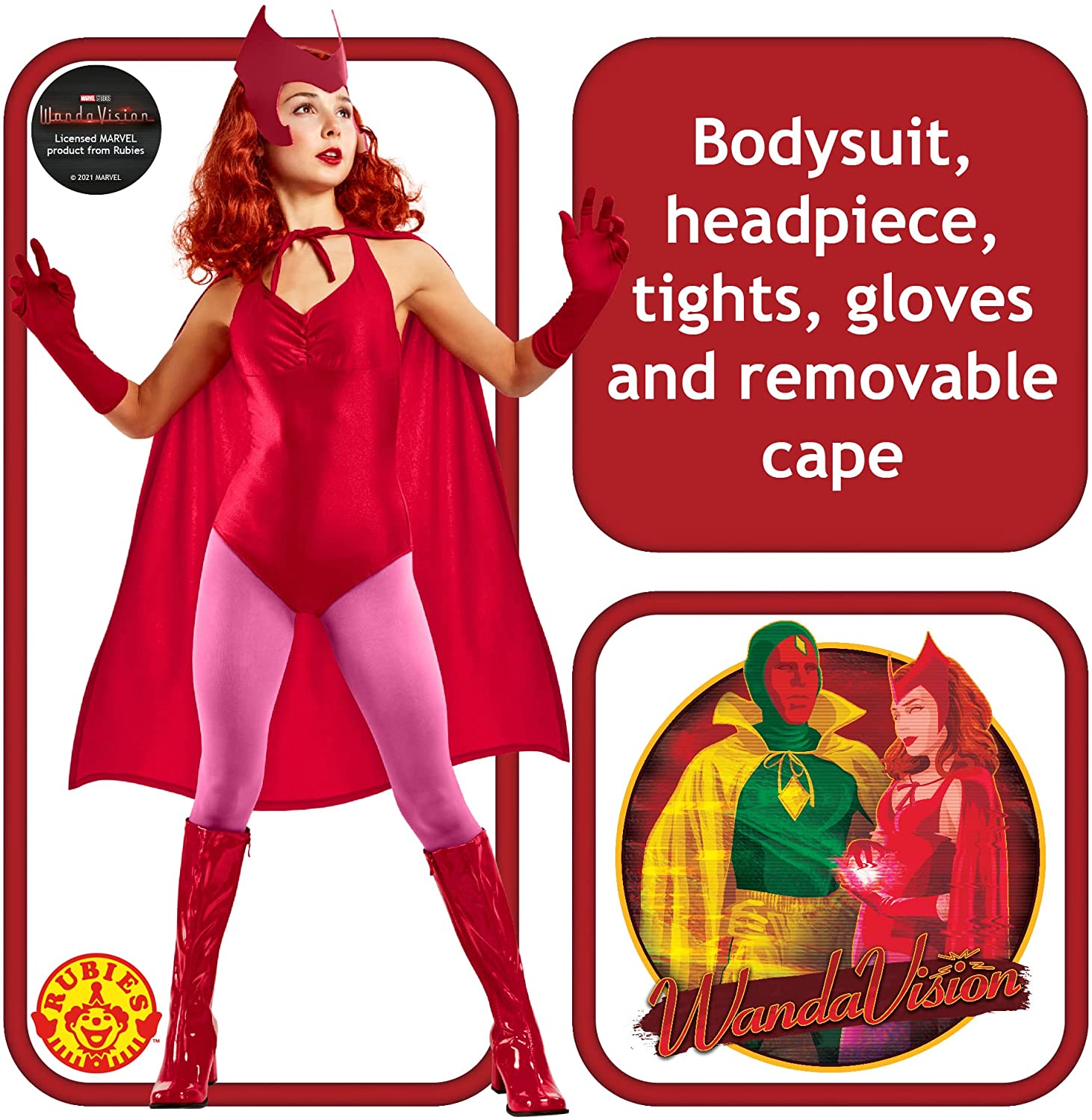 Rubie's Offizielles Disney Marvel Wanda Kostüm für Erwachsene, Superhelden-Kostüm für Damen