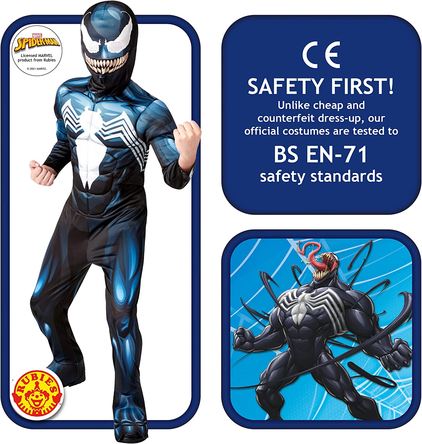 Rubies Official Disney Marvel Spider-Man Venom Deluxe Boys Costume, Superhero Fancy Dress Halloween