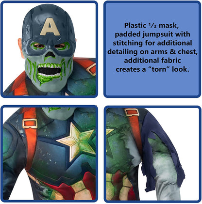 Rubie's Official Disney Plus What If Zombie Captain America Deluxe Adult Costume, Halloween Fancy Dress